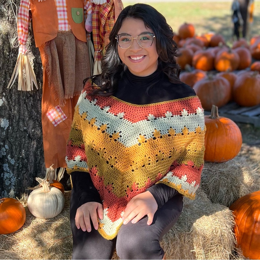 Leaf Me Cozy Fall Crochet Poncho